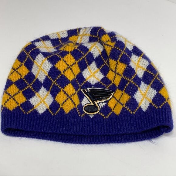EUC St Louis Blues NHL Blue Note Blue White Gold Argyle‎ Beanie - Picture 1 of 2